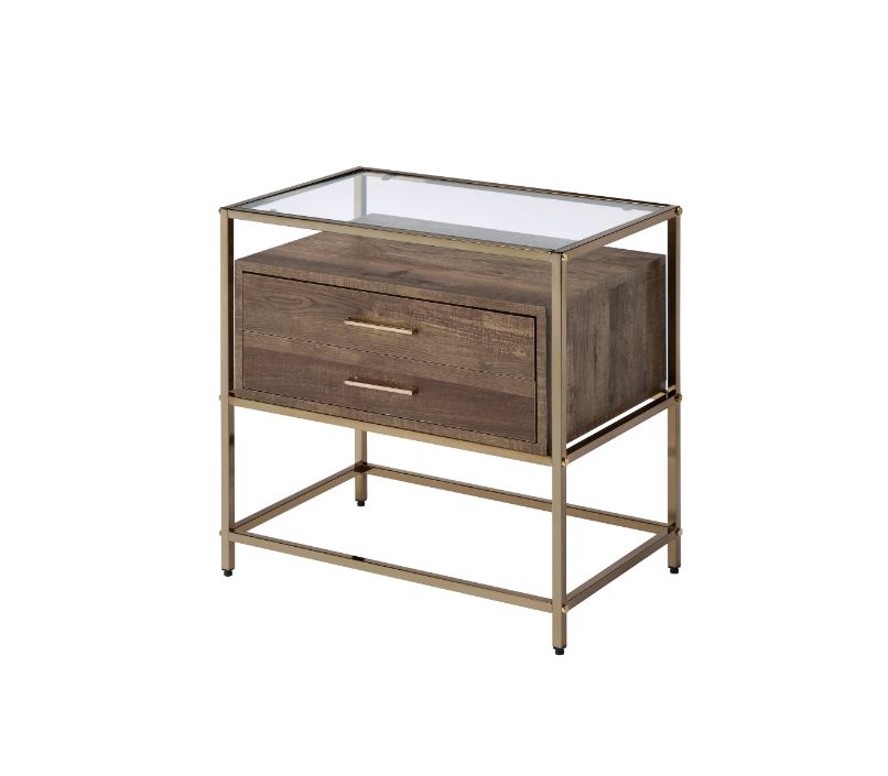 Knave Walnut & Champagne Finish Accent Table