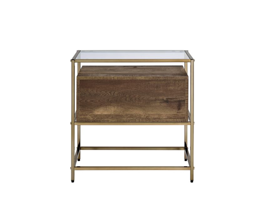Knave Walnut & Champagne Finish Accent Table