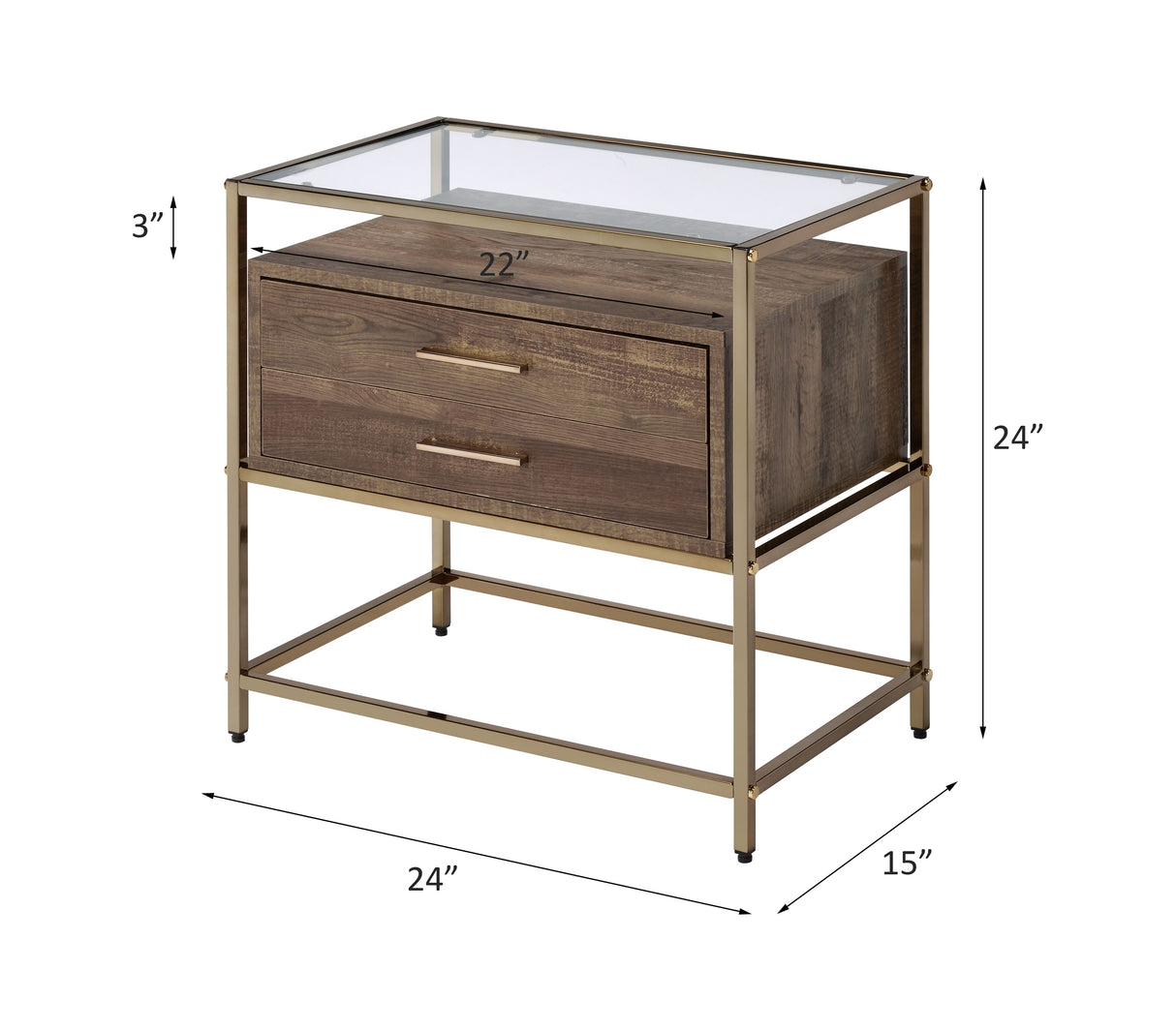 Knave Walnut & Champagne Finish Accent Table