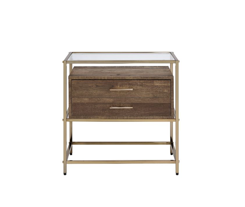 Knave Walnut & Champagne Finish Accent Table