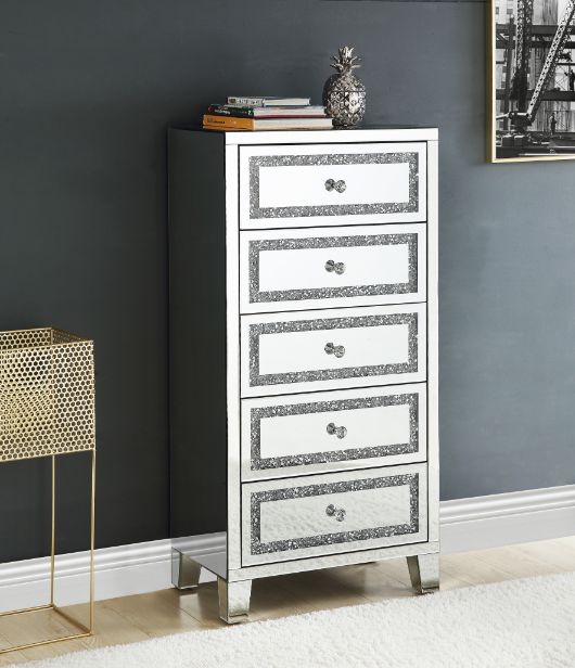Noor Mirrored, Faux Diamonds Cabinet