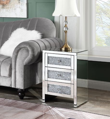 Noralie Mirrored & Faux Diamonds Accent Table