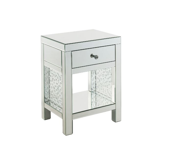 Nysa Mirrored & Faux Crystals Accent Table