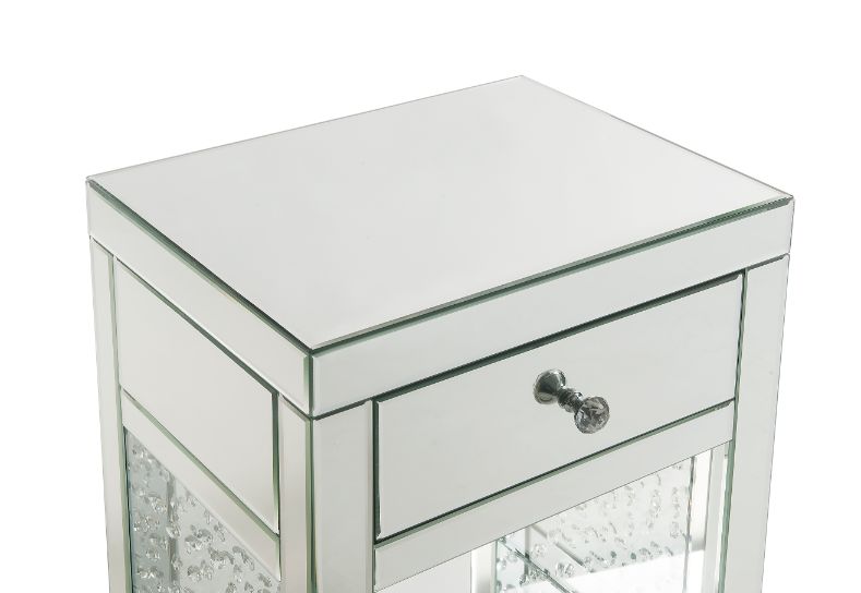 Nysa Mirrored & Faux Crystals Accent Table