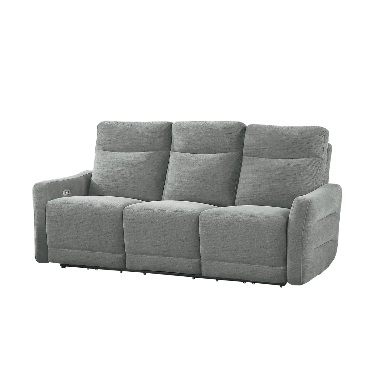 Edition Gray Power Double Lay Flat Reclining Sofa With Headrests And Usb Ports