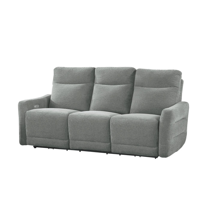 Edition Gray Power Double Lay Flat Reclining Sofa With Headrests And Usb Ports