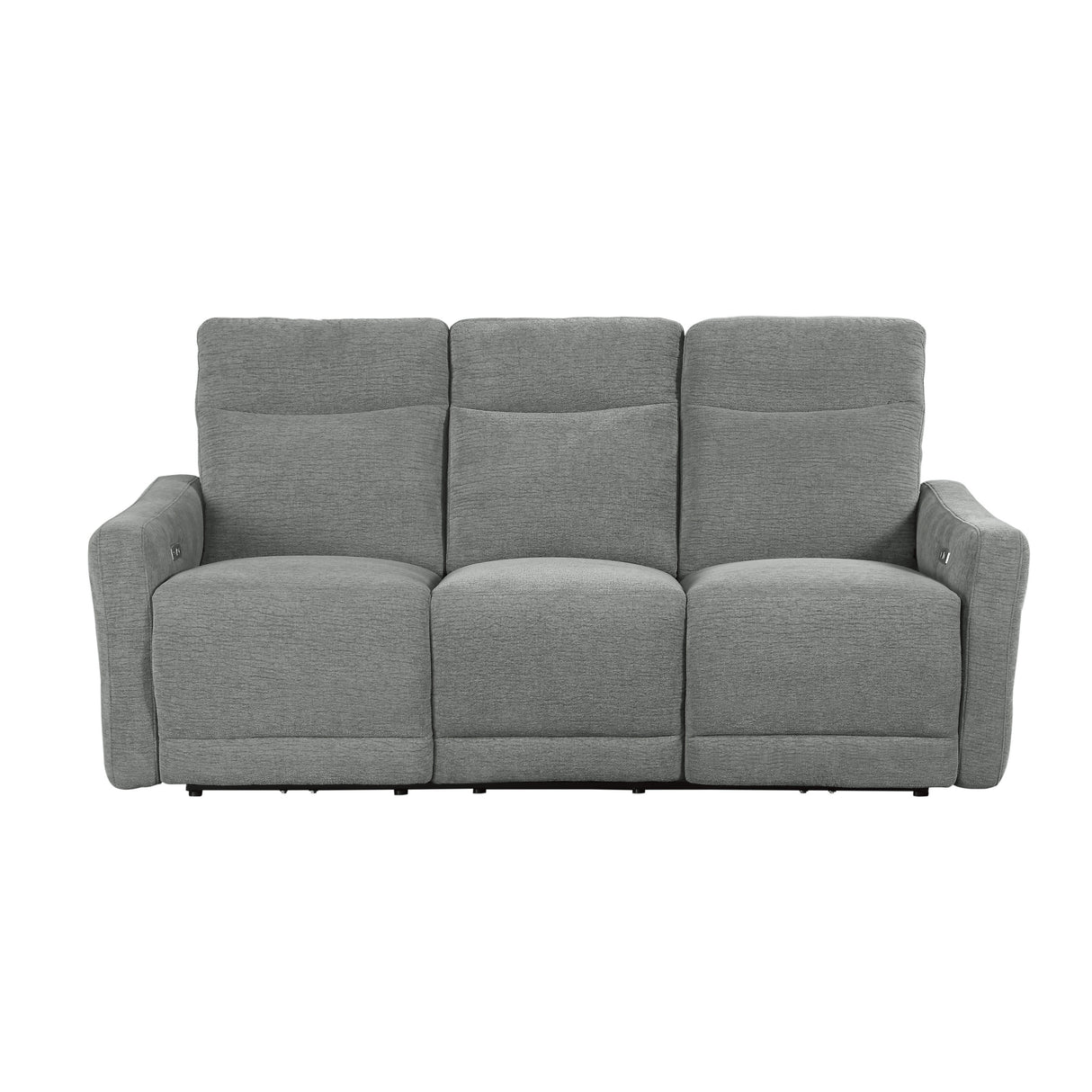 Edition Gray Power Double Lay Flat Reclining Sofa With Headrests And Usb Ports
