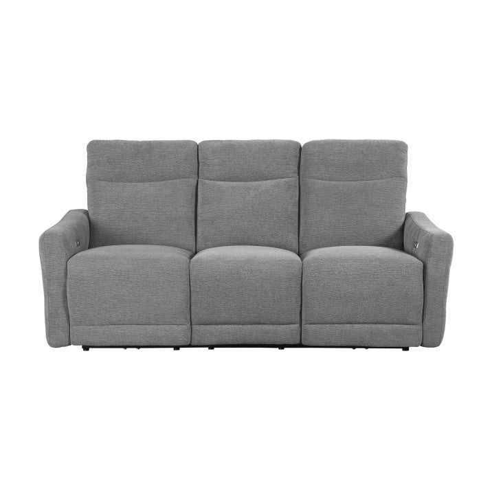 Edition Gray Power Double Lay Flat Reclining Sofa With Headrests And Usb Ports