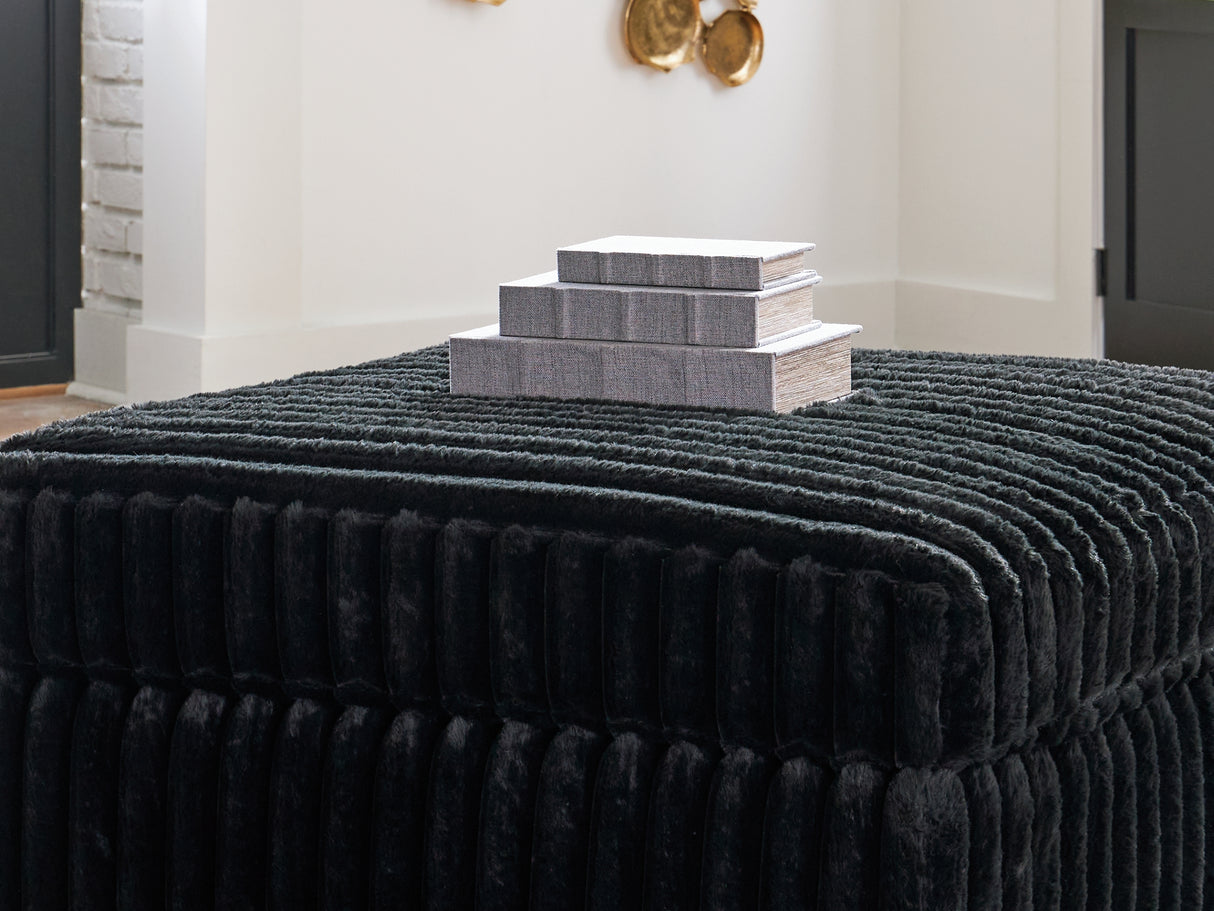 Midnight-Madness 3-Piece Sectional, Chaise And Oversized Accent Ottoman