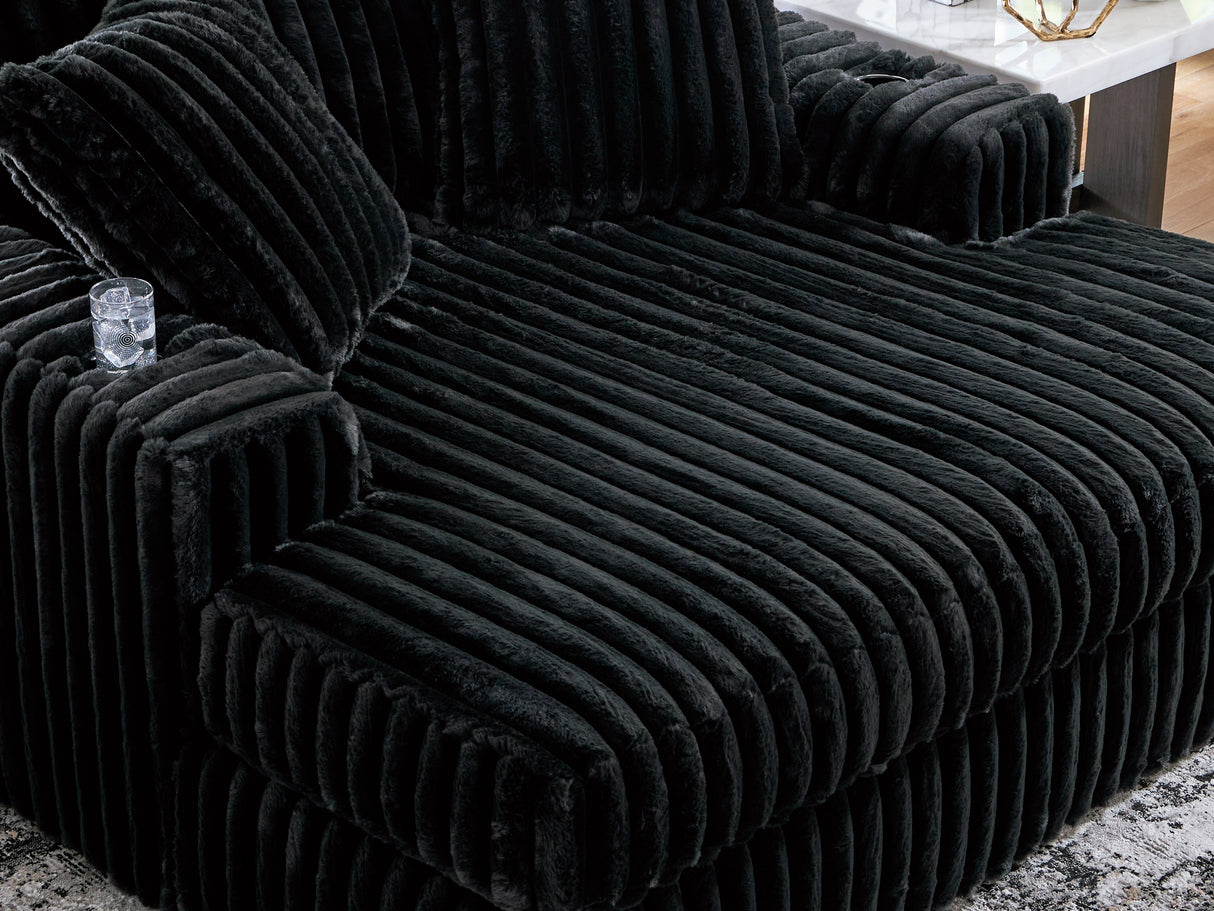 Midnight-Madness 3-Piece Sectional, Chaise And Oversized Accent Ottoman