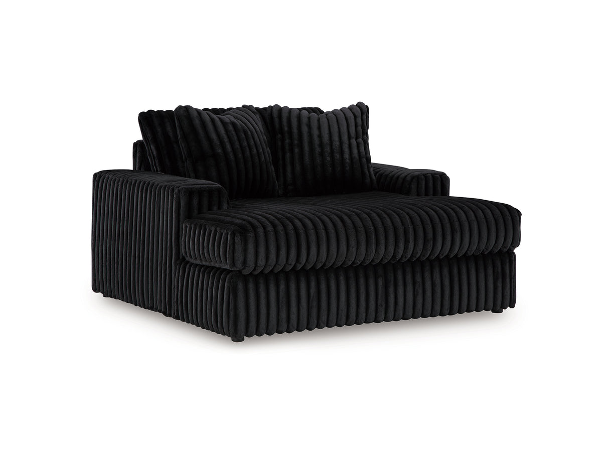Midnight-Madness 3-Piece Sectional, Chaise And Oversized Accent Ottoman