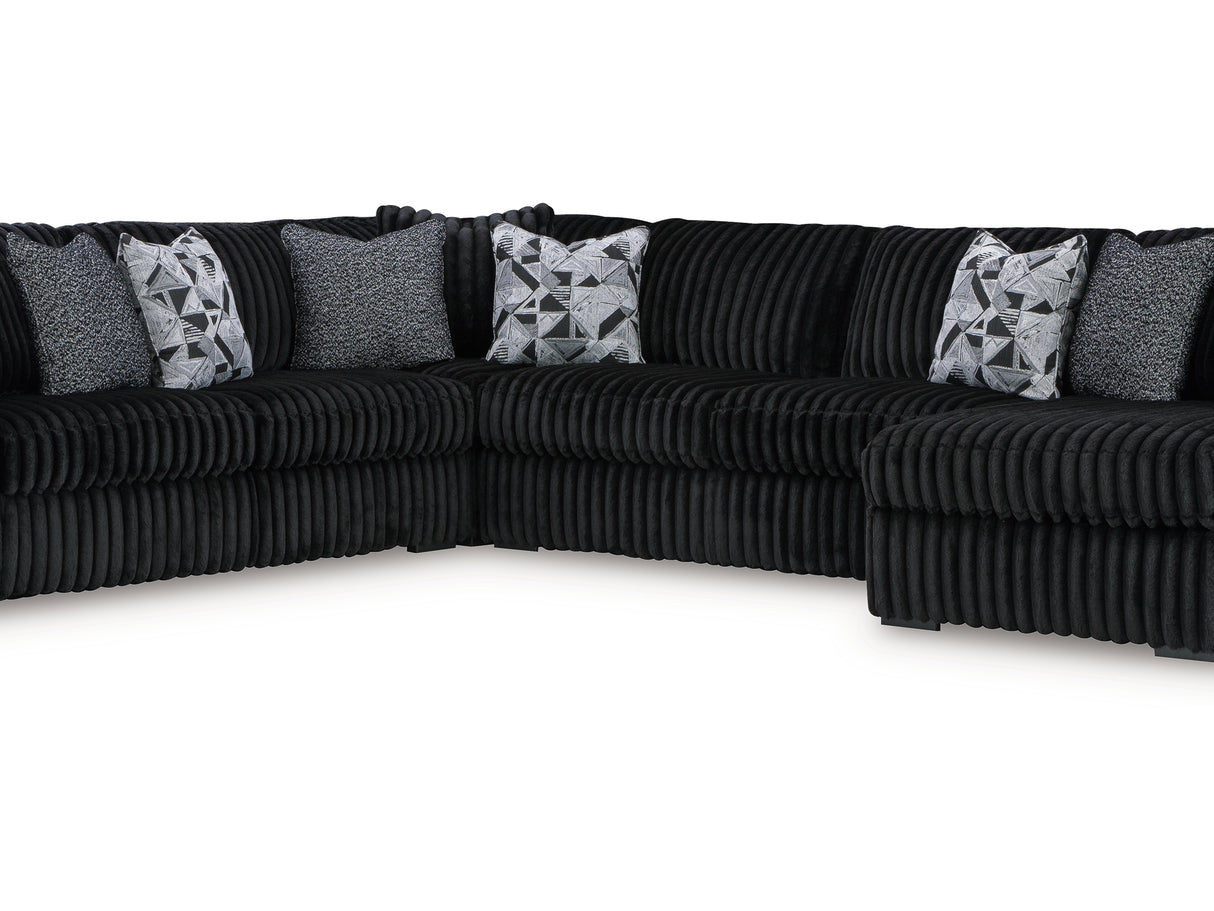 Midnight-Madness Onyx 4-Piece Right-Arm Facing Sectional With Chaise