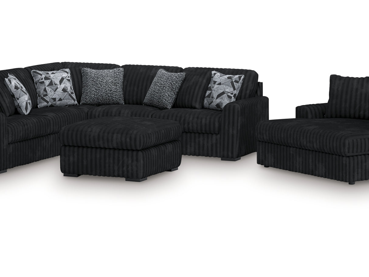 Midnight-Madness 3-Piece Sectional, Chaise And Oversized Accent Ottoman