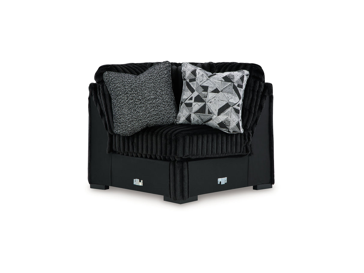 Midnight-Madness 3-Piece Sectional, Chaise And Oversized Accent Ottoman