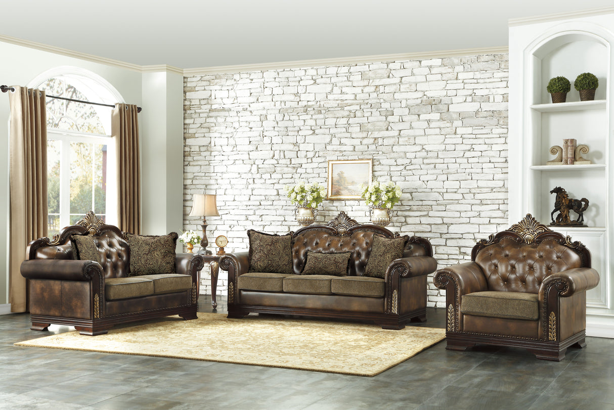 Croydon Exposed Wood Feet With Brown Love Seat