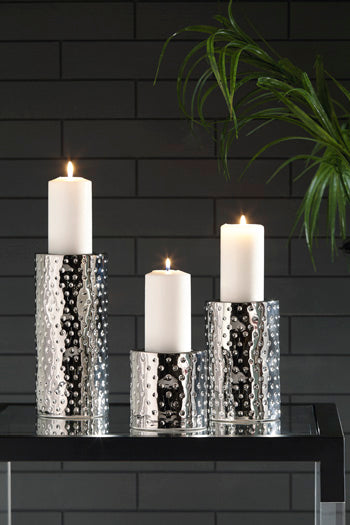 Marisa Silver Finish Candle Holder (Set Of 3)