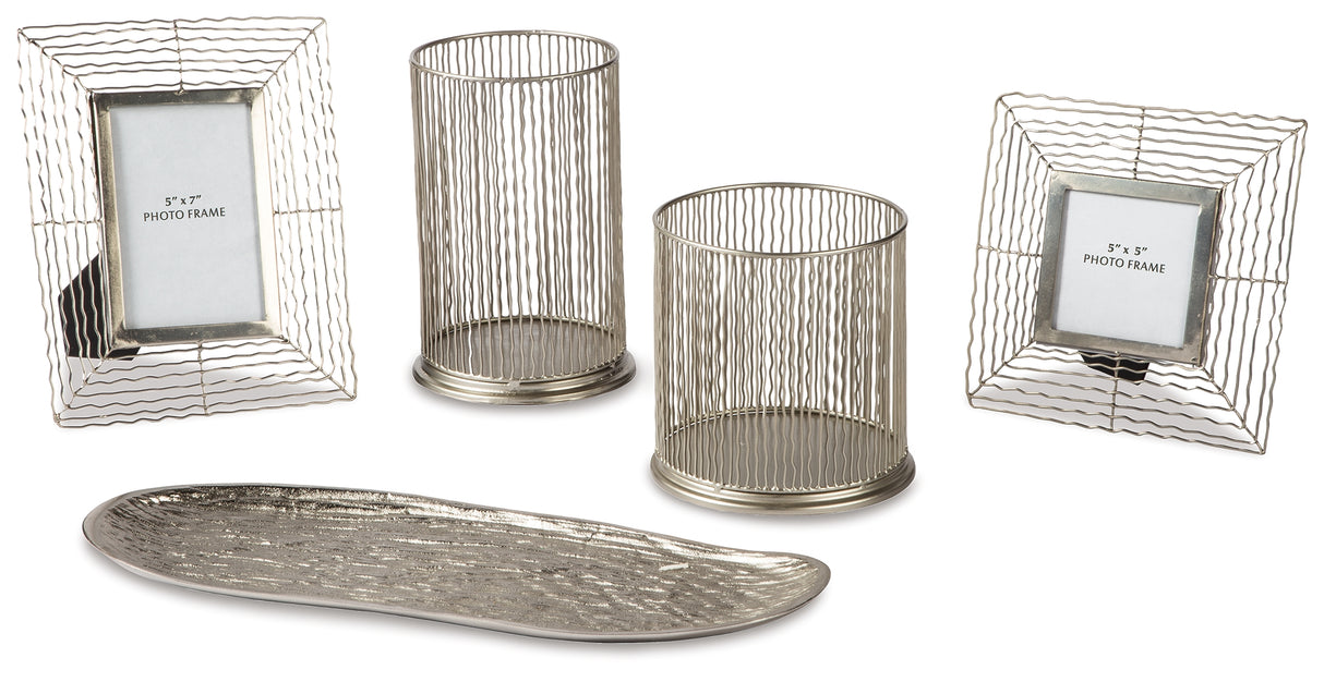 Dympna Silver Finish Accessory Set (Set Of 5)