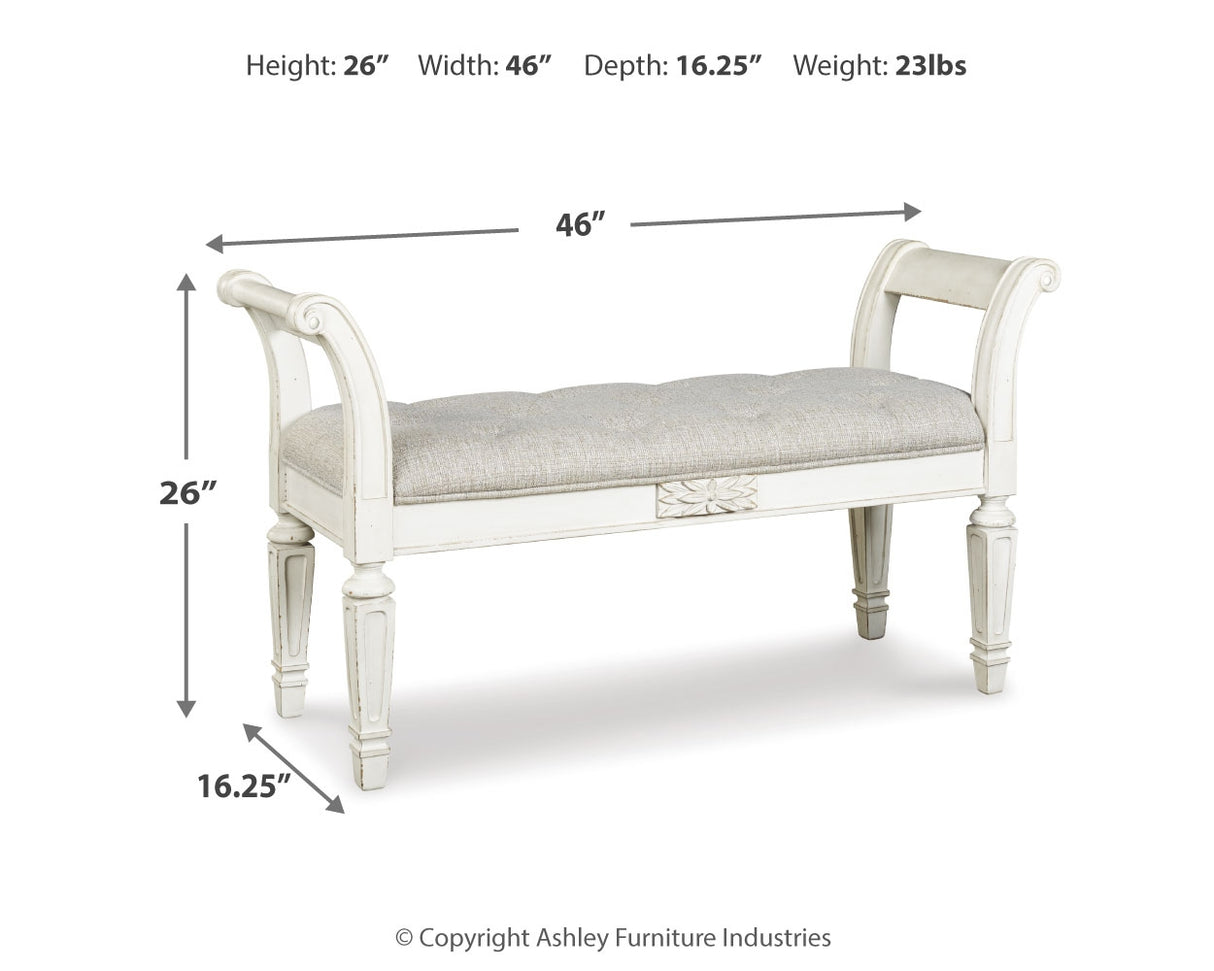 Realyn Antique White Accent Bench