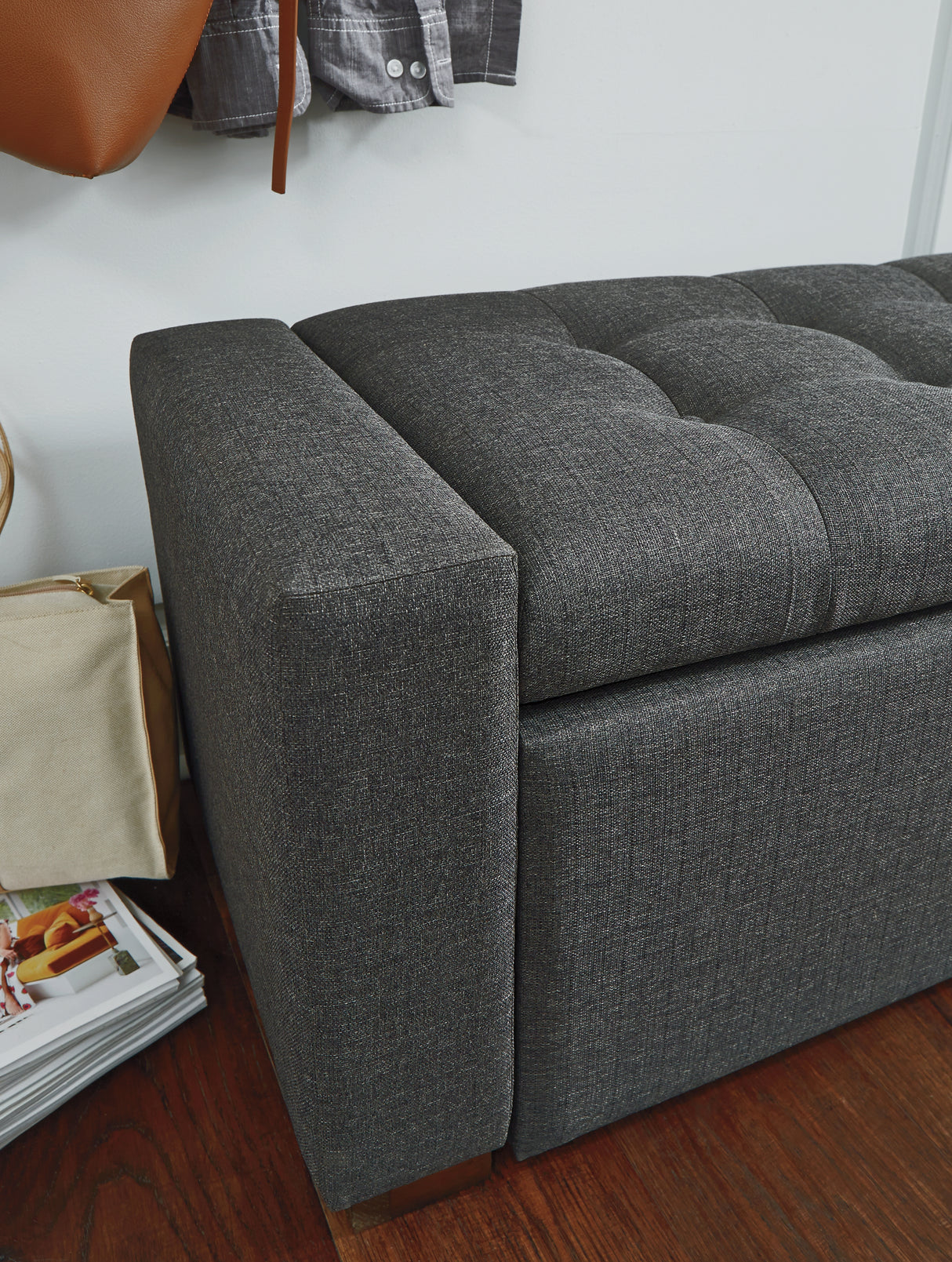 Cortwell Gray Storage Bench