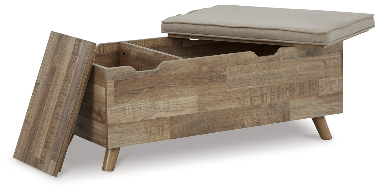 Gerdanet Beige/Brown Storage Bench