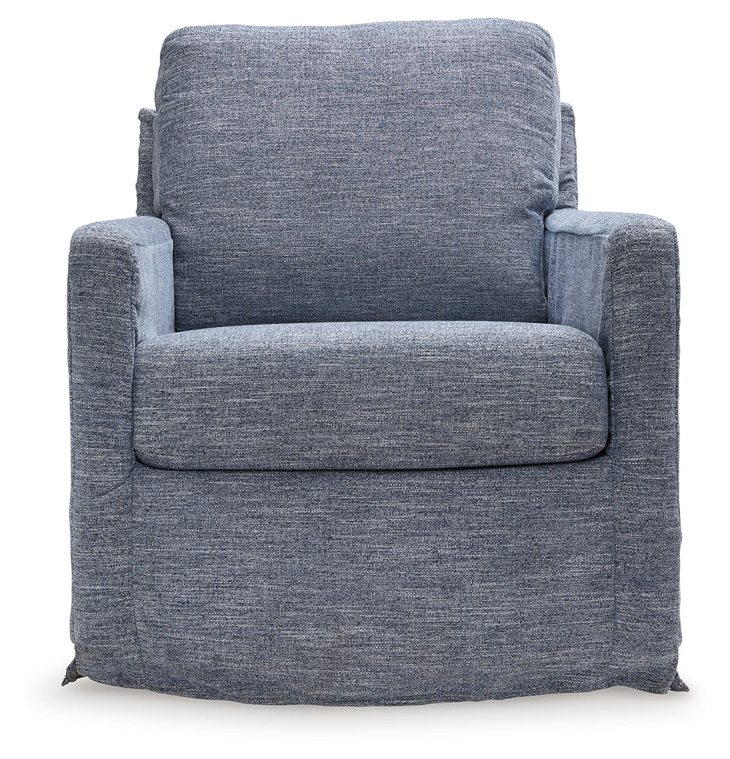 Nenana Denim Next-Gen Nuvella Swivel Glider Accent Chair