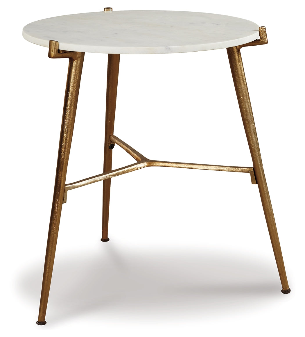 Chadton White/Gold Finish Accent Table