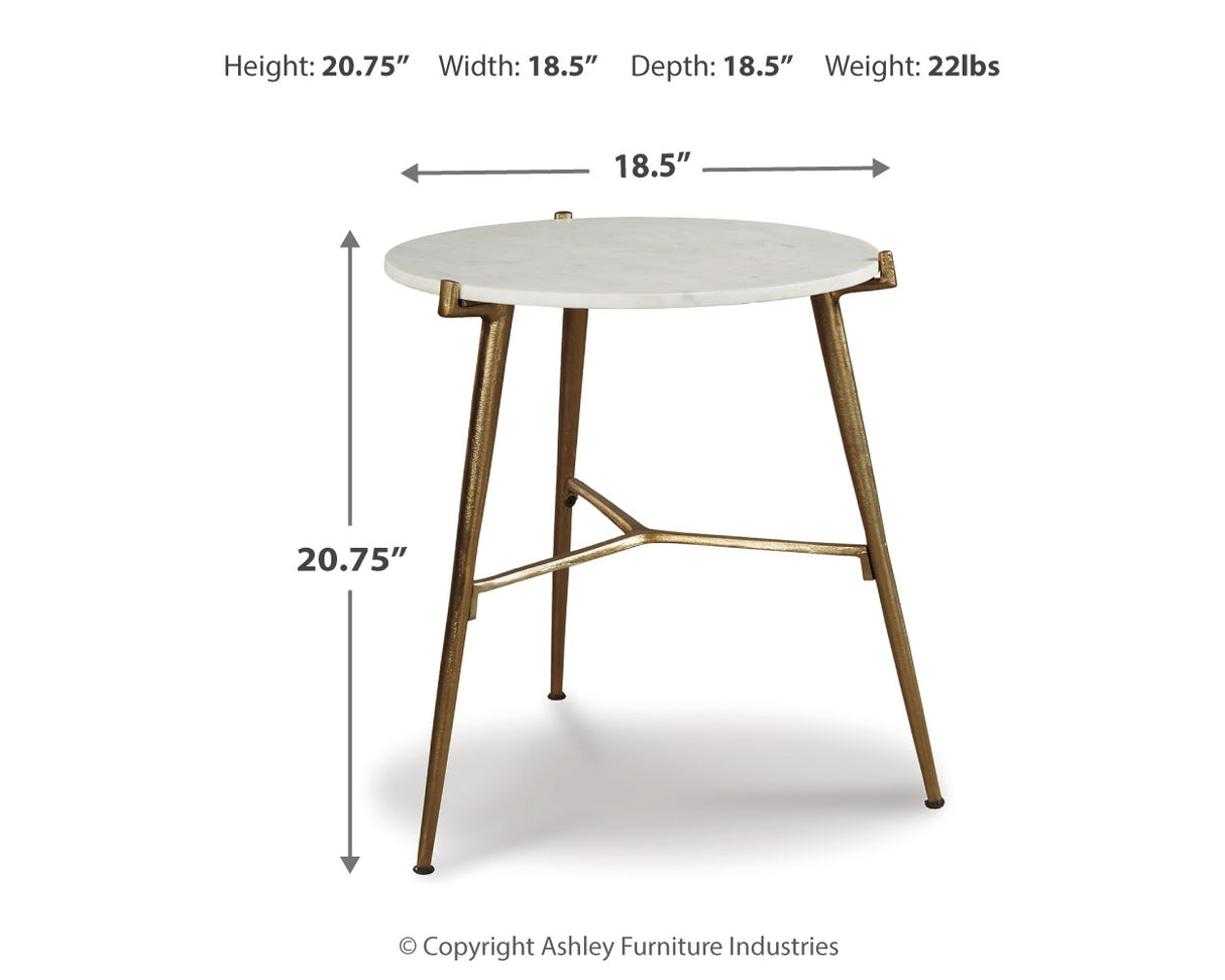 Chadton White/Gold Finish Accent Table