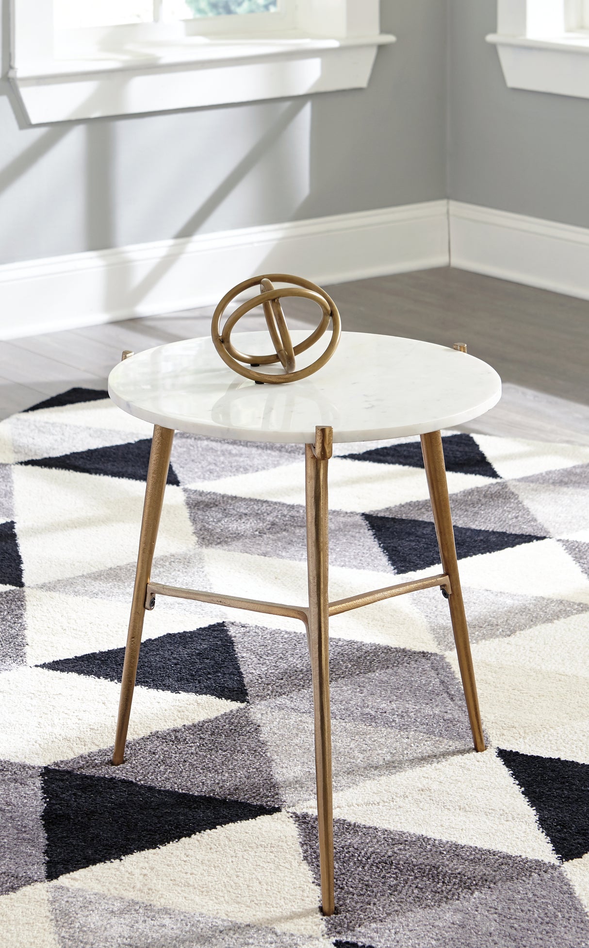 Chadton White/Gold Finish Accent Table