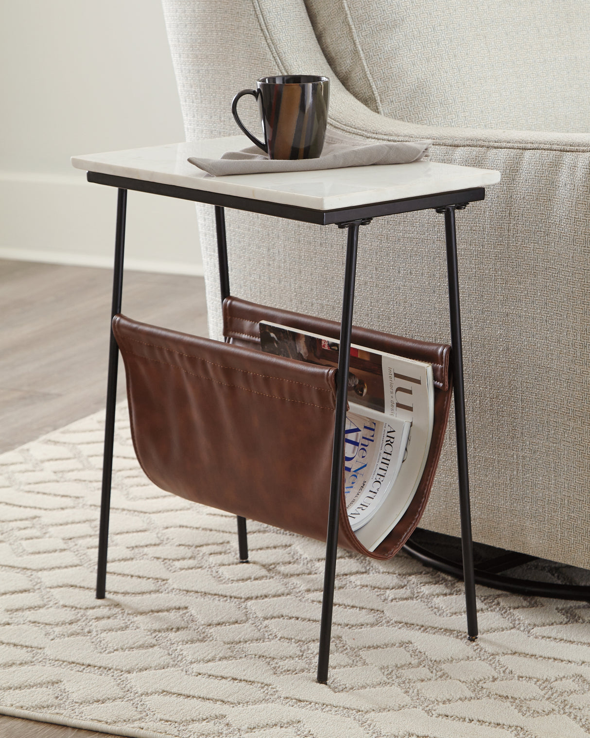 Etanbury Brown/Black/White Accent Table