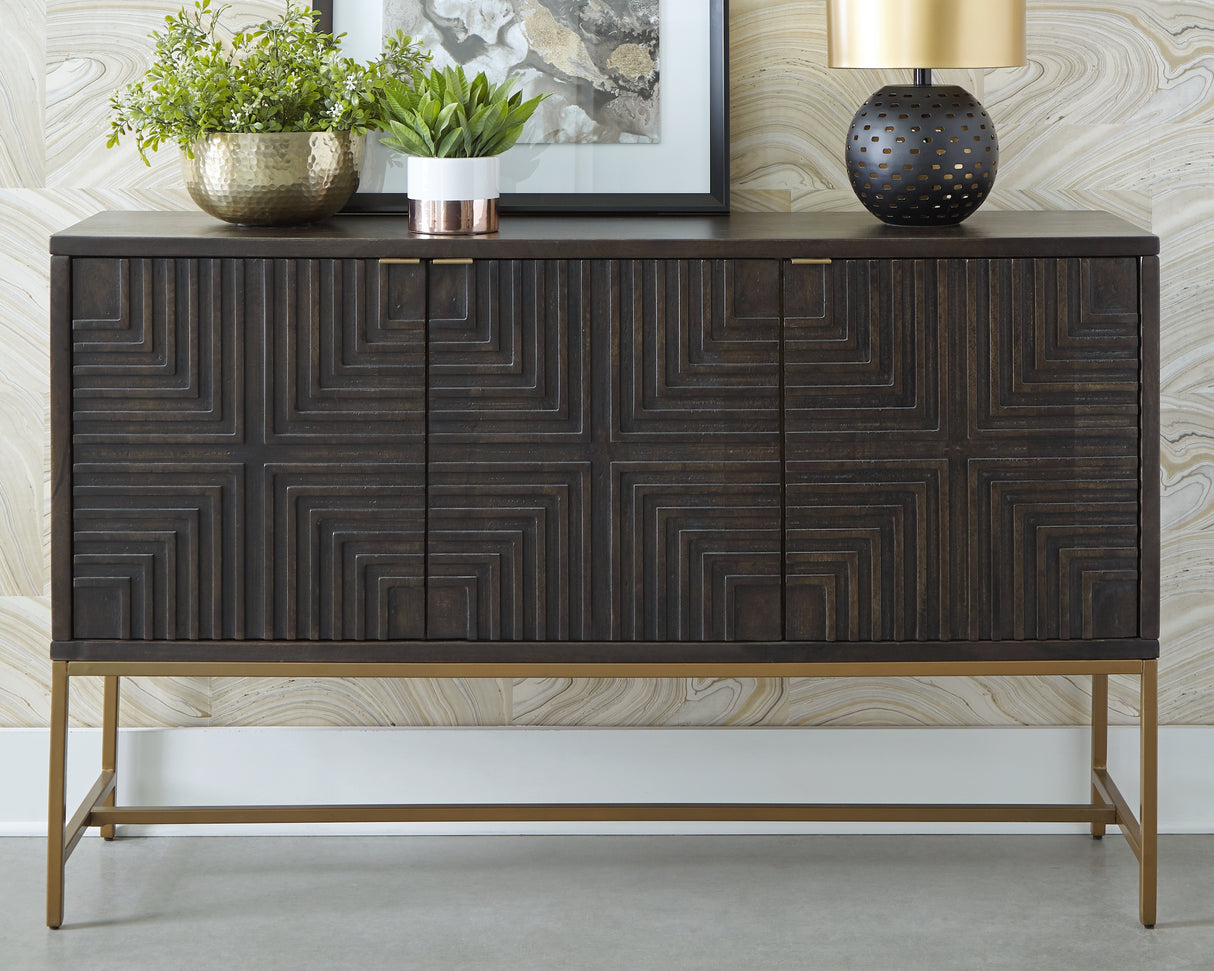 Elinmore Brown/Gold Finish Accent Cabinet