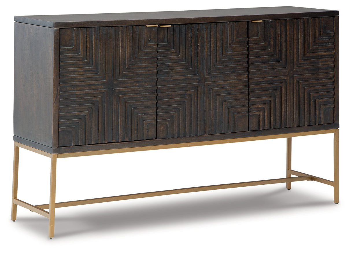 Elinmore Brown/Gold Finish Accent Cabinet