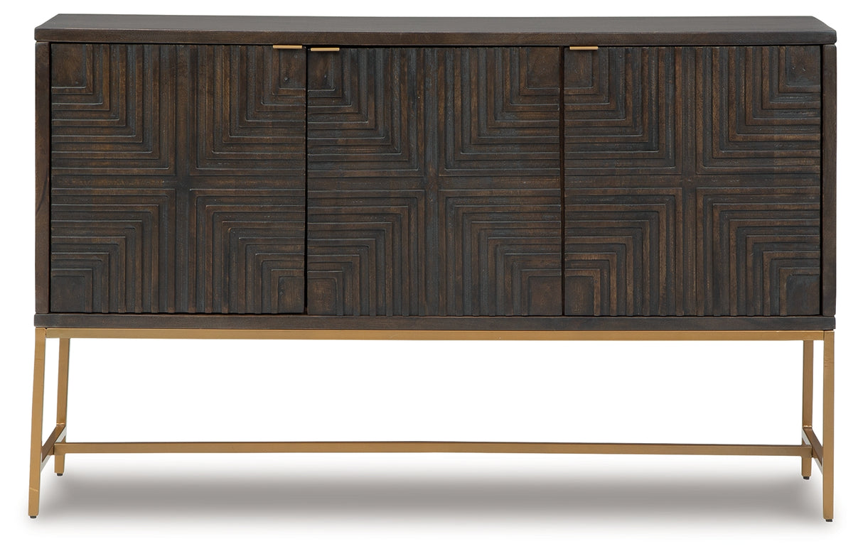 Elinmore Brown/Gold Finish Accent Cabinet