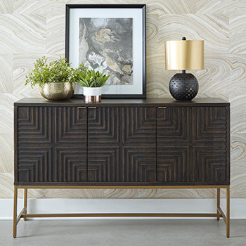 Elinmore Brown/Gold Finish Accent Cabinet