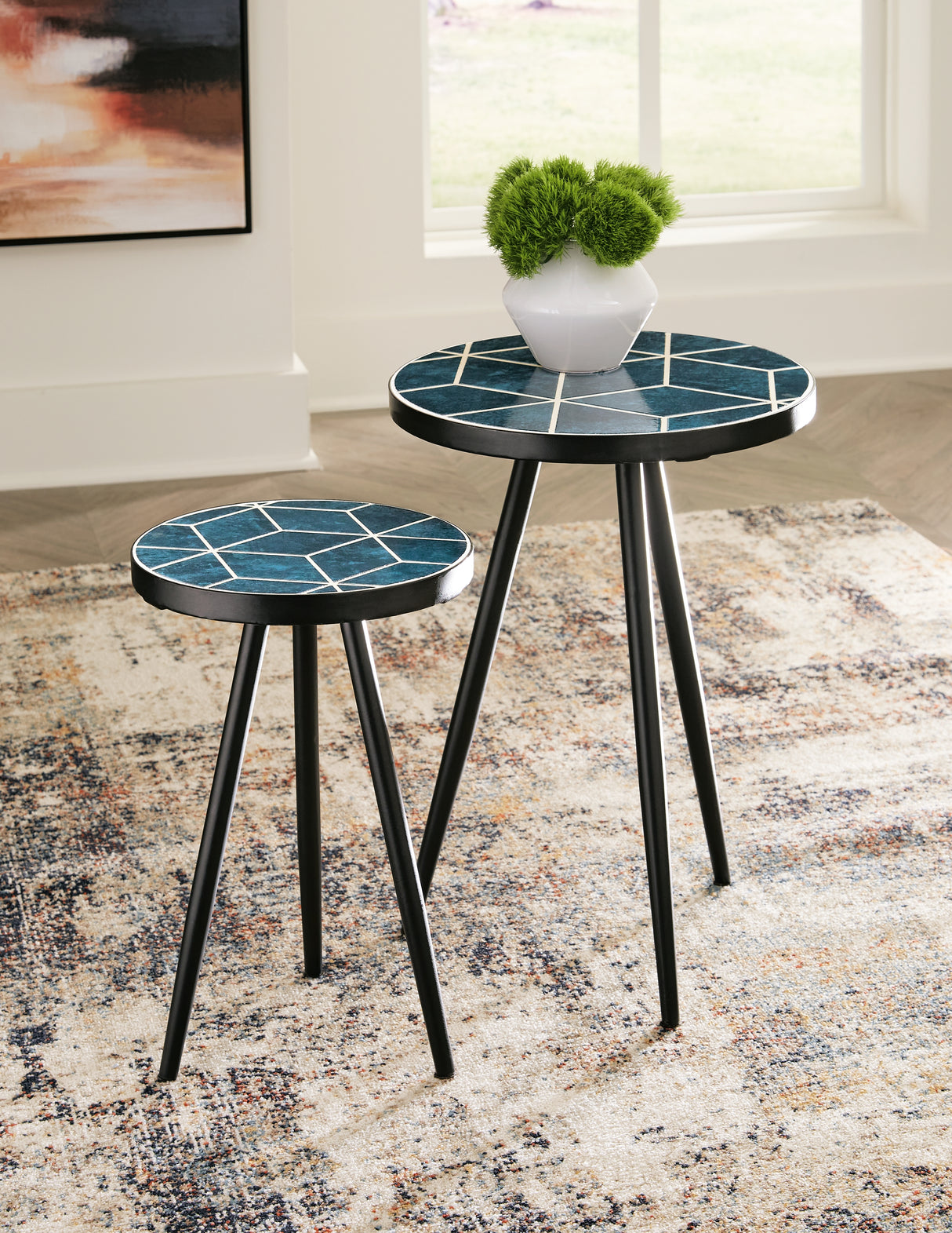 Clairbelle Teal Accent Table (Set Of 2)