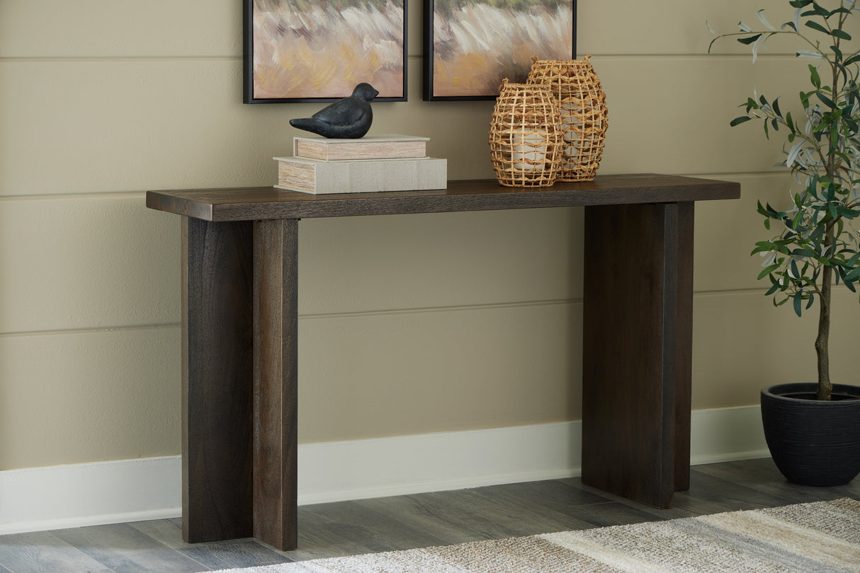 Oansmund Grayish Brown Console Sofa Table