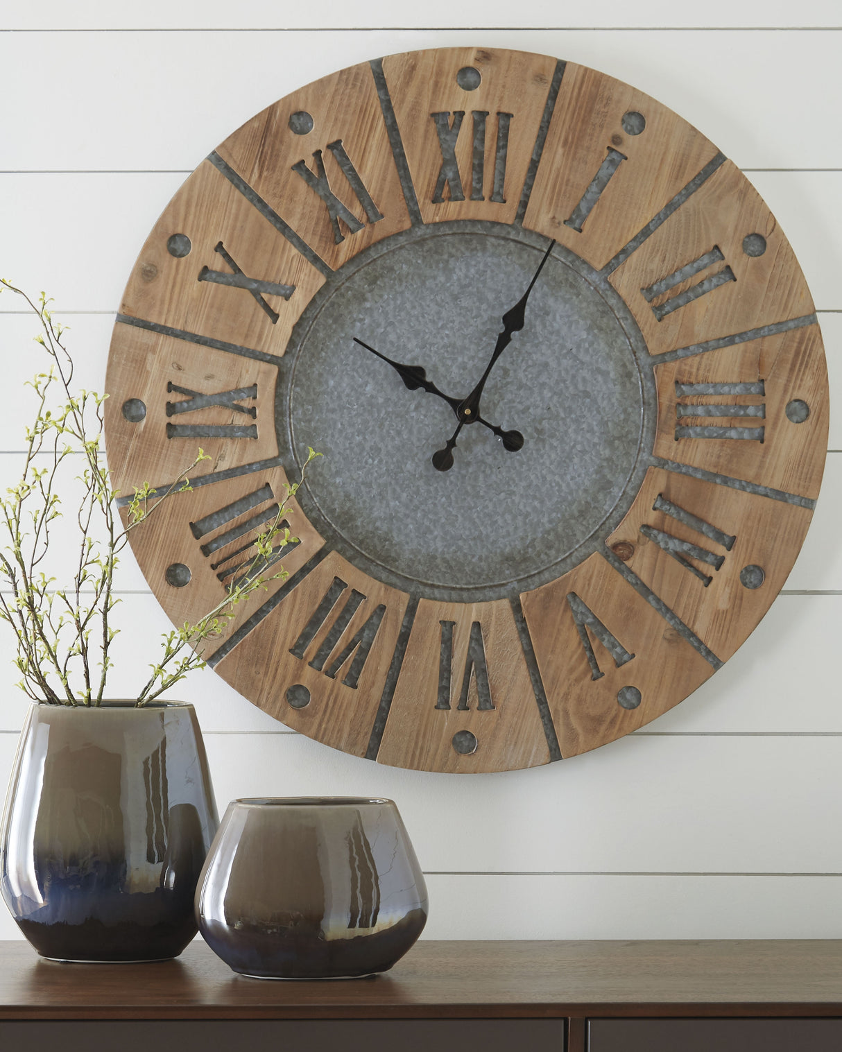 Payson Antique Gray/Natural Wall Clock