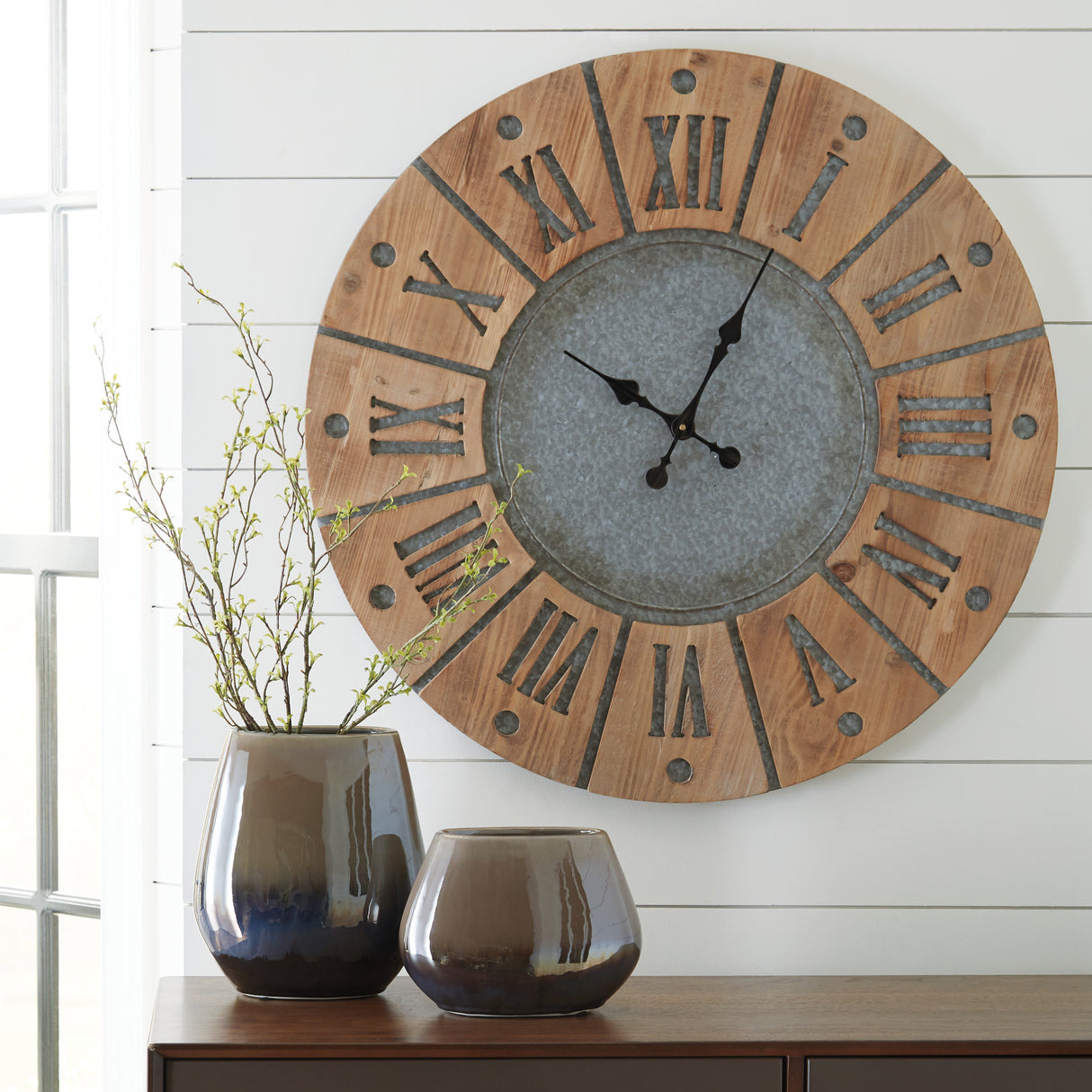 Payson Antique Gray/Natural Wall Clock