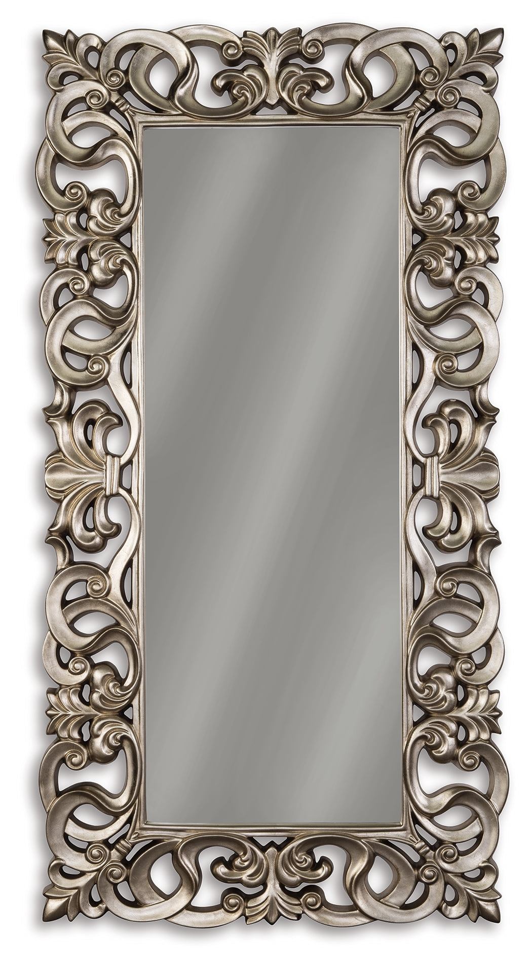 Lucia Antique Silver Finish Floor Mirror