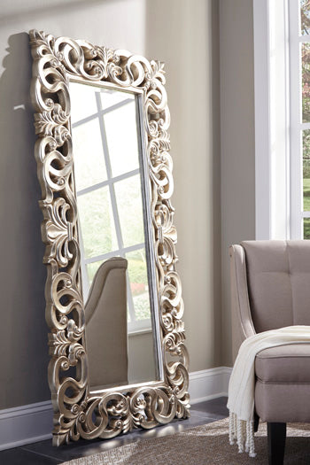 Lucia Antique Silver Finish Floor Mirror