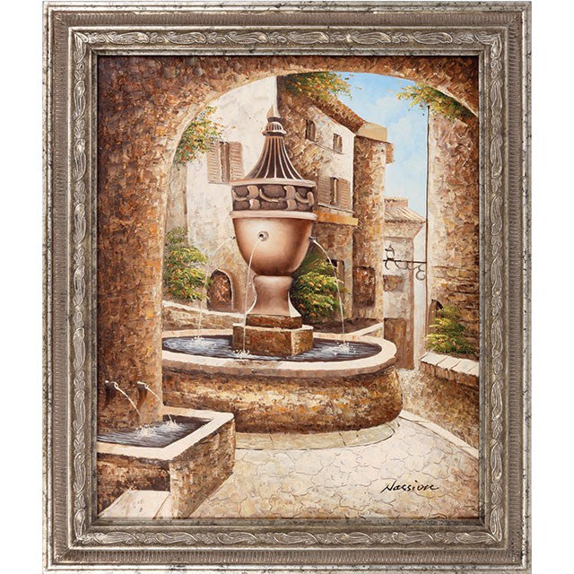 Neighborhood Fountain Oil Painting On Canvas