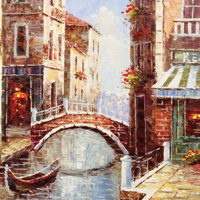 A Bridge Next To The Restaurant Oil Painting On Canvas