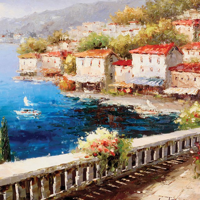 Oceanfront Terrace Oil Painting On Canvas