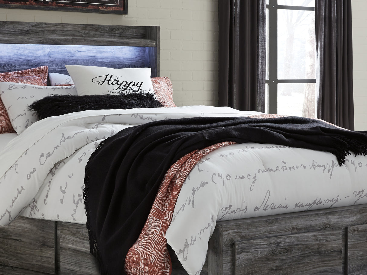 Baystorm Gray Queen Panel Bed With 4 Storage Drawers