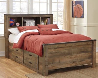 Trinell Brown Full Panel Bed With 2 Storage Drawers