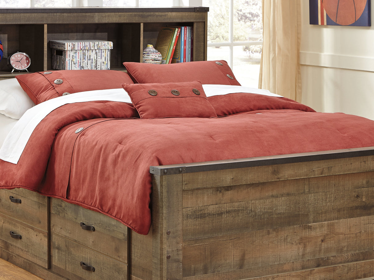Trinell Brown Full Panel Bed With 2 Storage Drawers
