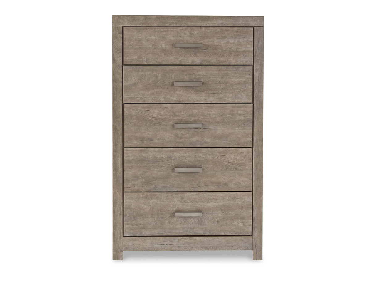 Culverbach Gray King Panel Bed, Dresser, Mirror, Chest And Nightstand