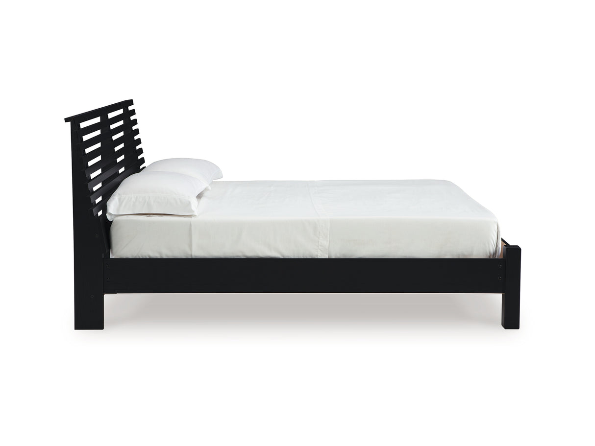 Danziar Black Queen Slat Panel Bed