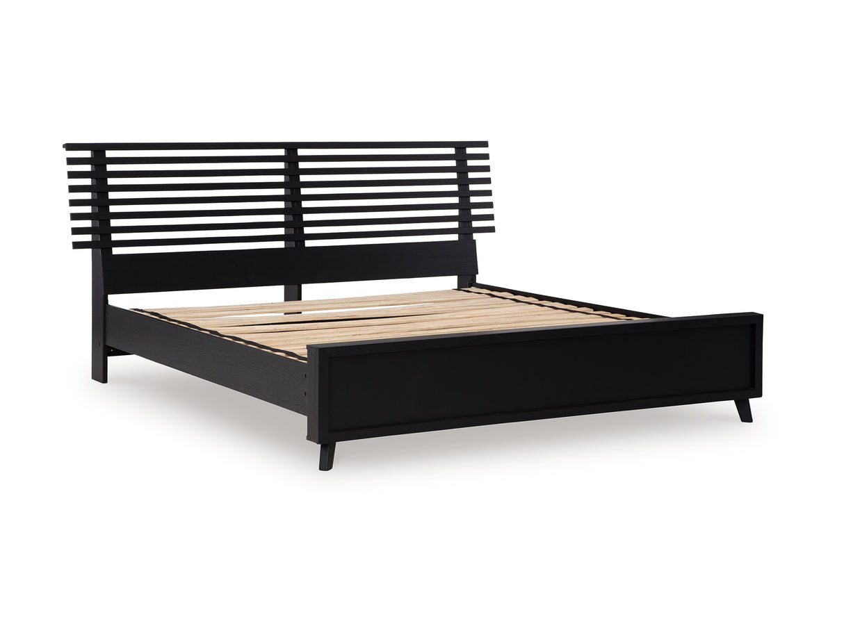 Danziar Black King Slat Panel Bed