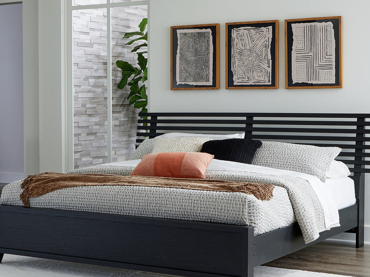 Danziar Black King Slat Panel Bed