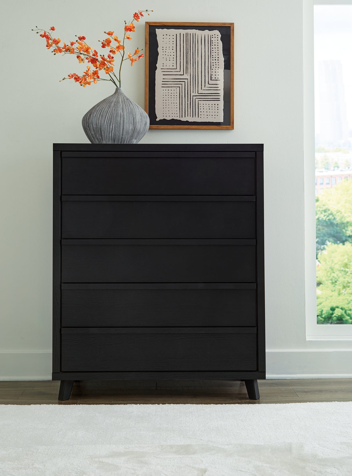 Danziar Black Wide Chest Of Drawers